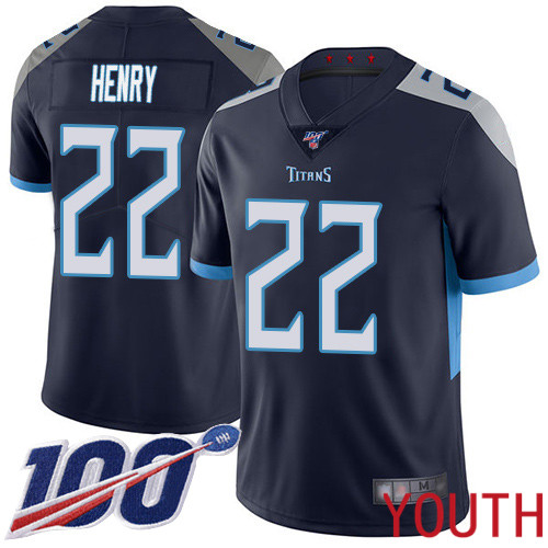 Tennessee Titans Limited Navy Blue Youth Derrick Henry Home Jersey NFL Football 22 100th Season Vapor Untouchable